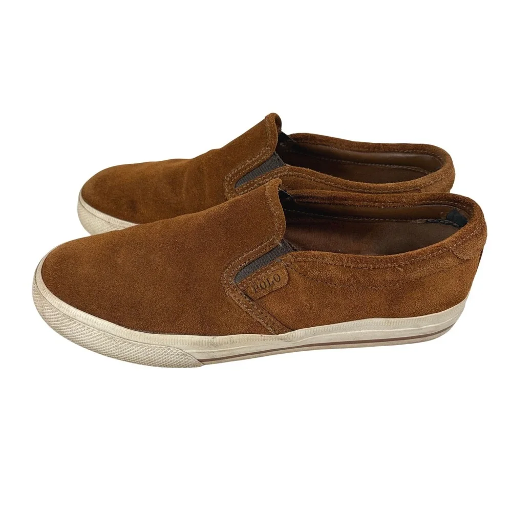 Polo Ralph Lauren Vaughn II Suede Slip On Shoe Brown Men's Size 8D Casual Preppy